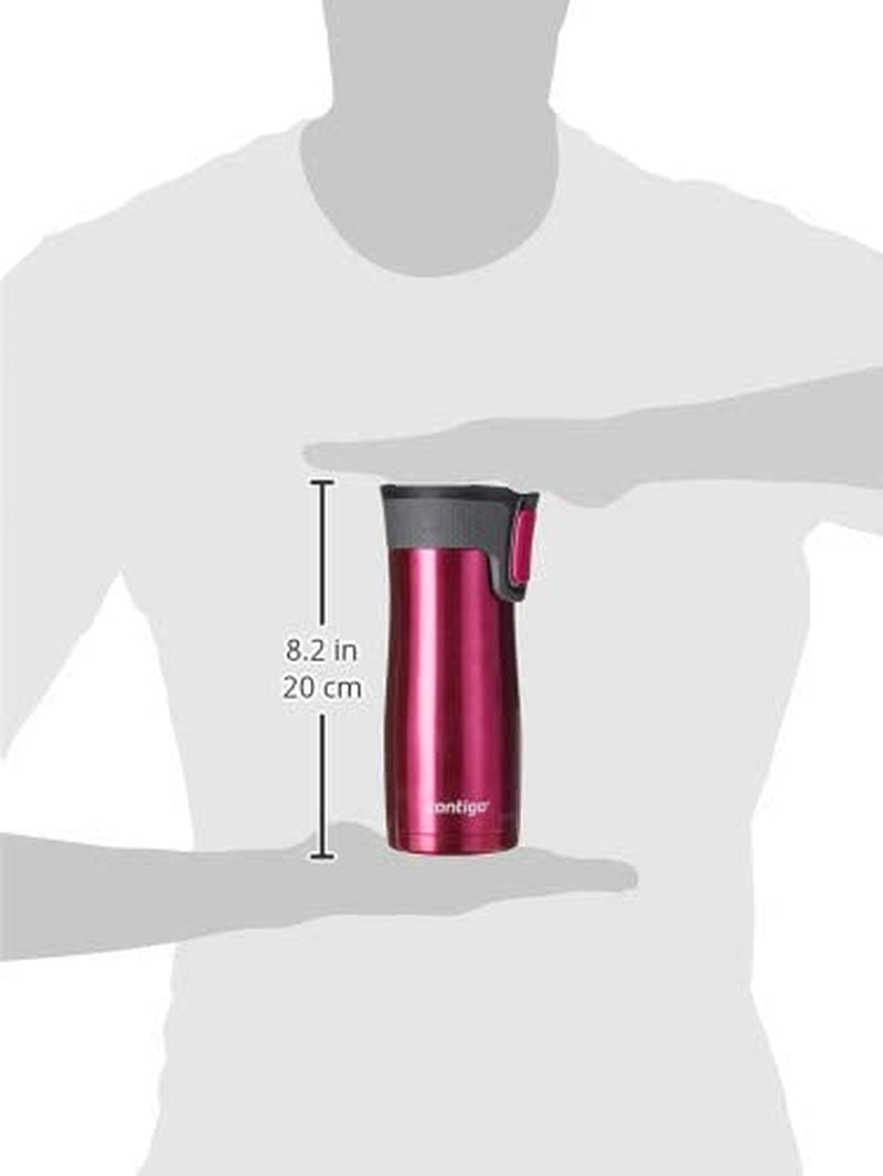 West Loop Stainless Steel Vacuum-Insulated Travel Mug with Spill-Proof Lid, Keeps Drinks Hot up to 5 Hours and Cold up to 12 Hours, 16Oz 2-Pack, Very Berry & Steel