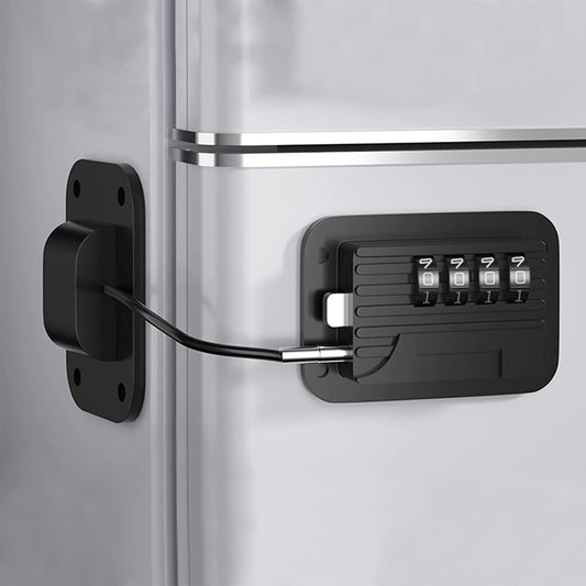 Refrigerator Fridge Freezer Door Lock with Password, Child Proof Refrigerator Door Lock for Kitchen Refrigerator, Cabinets and Drawers, Closets, Windows, Doors-No Tools Need or Drill (Black)