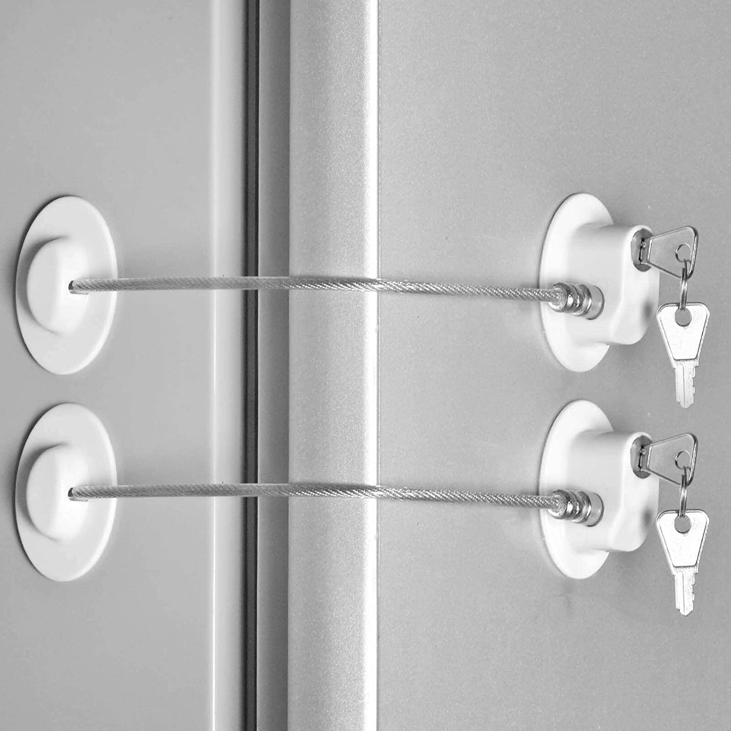 2 Pcs Fridge Lock, Refrigerator Lock for Children, Mini Fridge Locks for Kids, Freezer Lock, Used in Refrigerator Door, Cabinets, Drawers, Toilet Seat (Pads Size: 2.1 X 1.5 In)