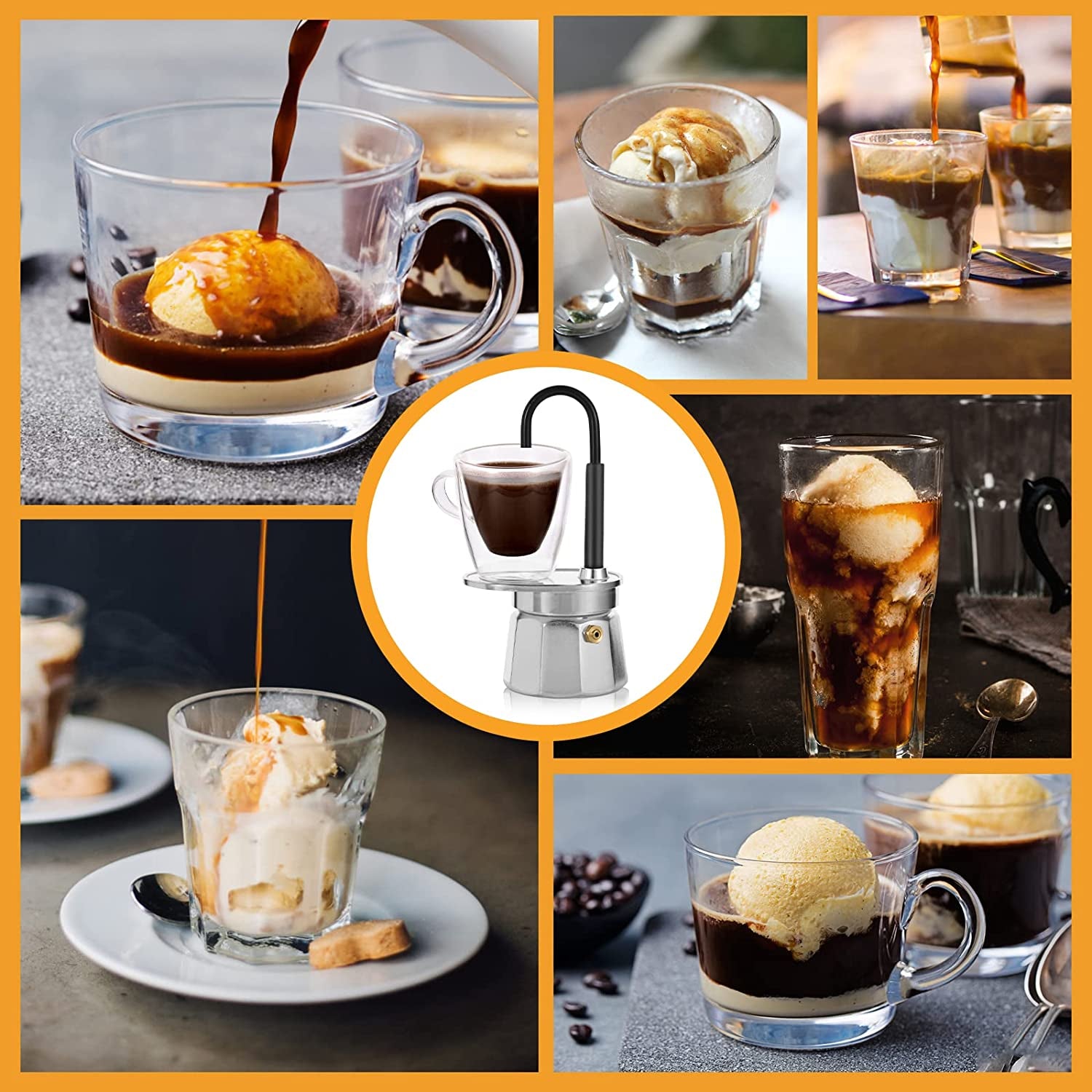 -Mini Express Swiss Single Tube Moka Pot Aluminum Sliver，Moka Set Includes One Double Wall 3Oz Cup,Enjoy Delicious Coffee in No Time