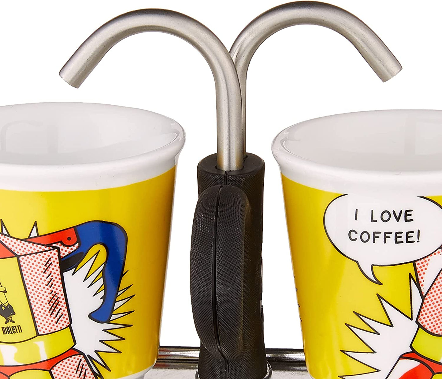 - Mini Express Lichtenstein: Moka Set Includes Coffee Maker 2-Cup (2.8 Oz) + 2 Shot Glasses, Yellow, Aluminium