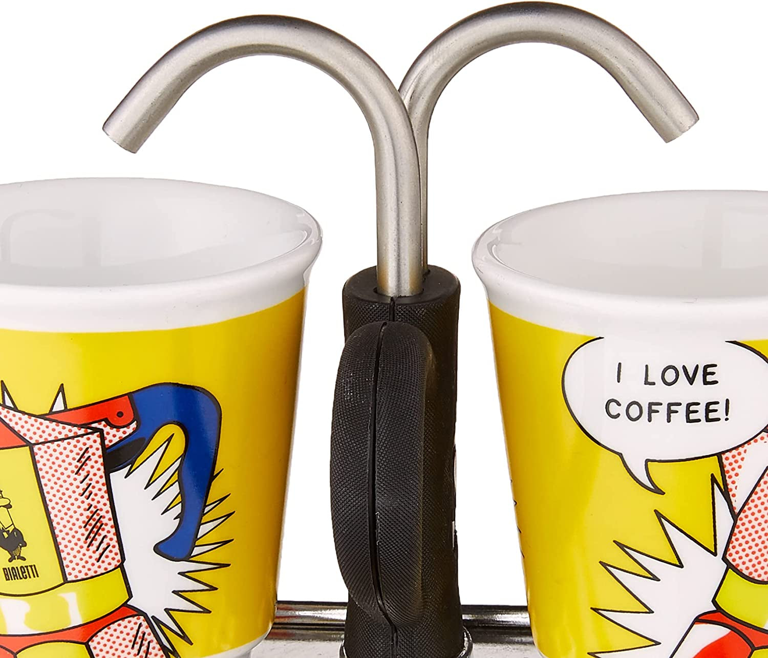 - Mini Express Lichtenstein: Moka Set Includes Coffee Maker 2-Cup (2.8 Oz) + 2 Shot Glasses, Yellow, Aluminium
