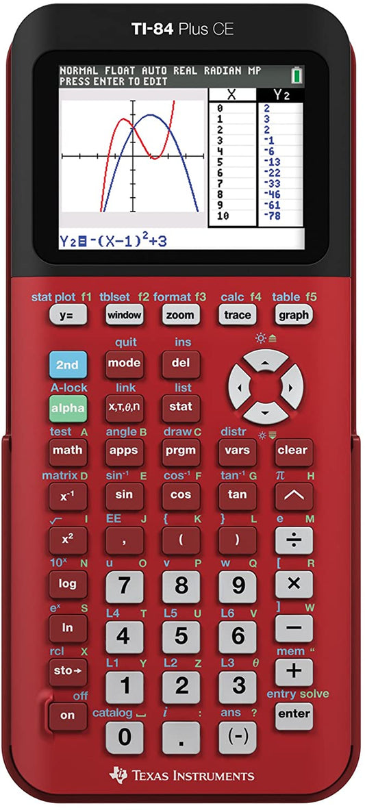 TI-84 plus CE Color Graphing Calculator, Radical Red Small