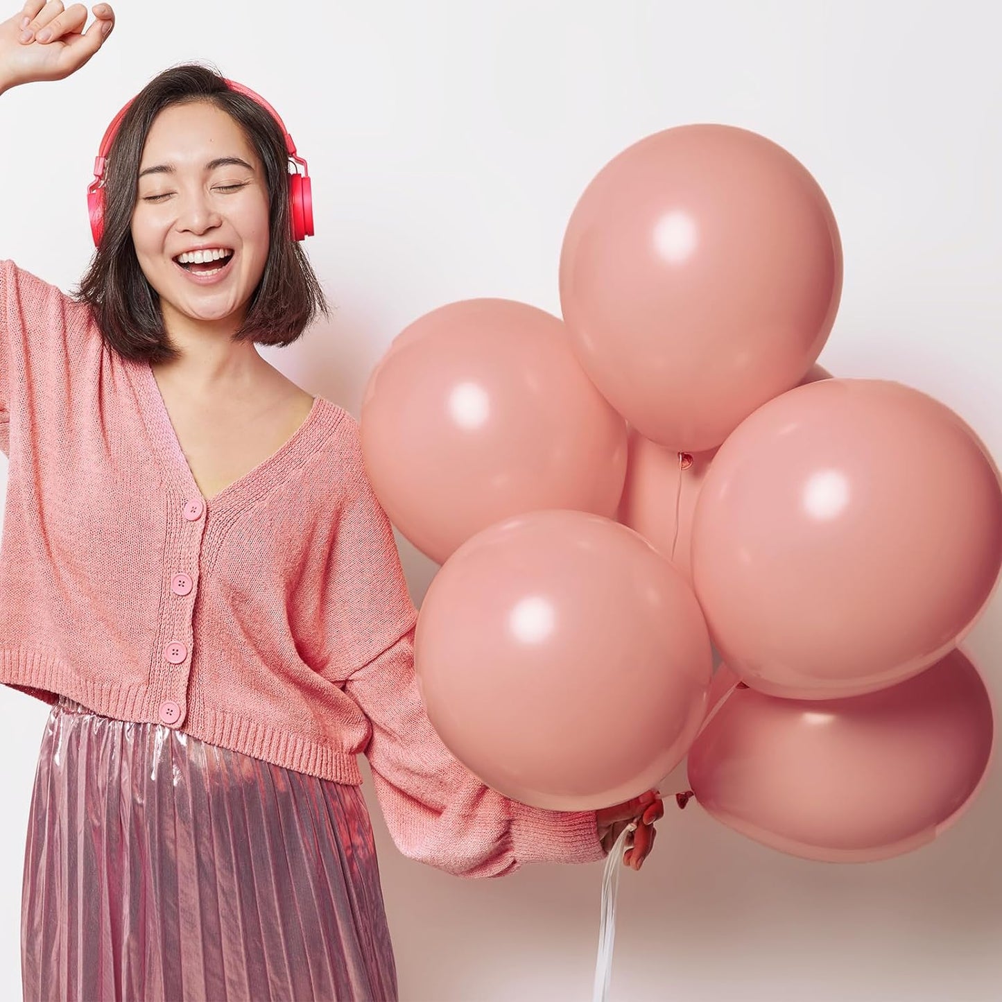 129Pcs Retro Pink Balloons Latex Balloons Different Sizes 18 12 10 5 Inch Party Balloon Kit for Valentine'S Day Birthday Baby Shower Wedding Princess Theme Party Decoration