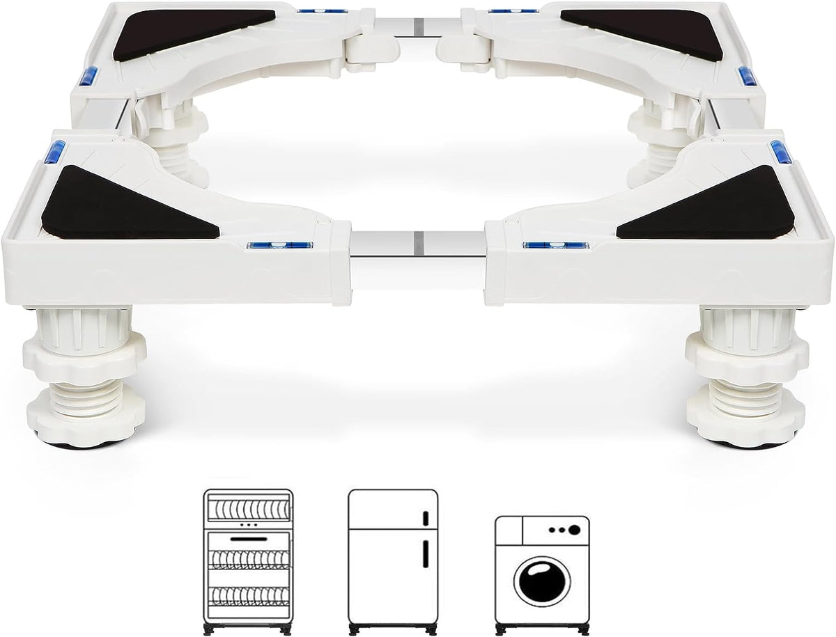 Mini Fridge Stand Adjustable Refrigerator Stand with 4 Strong Feet Universal Appliance Stand Base Heavy Duty Washer and Dryer Stand Laundry Pedestal Multi-Functional Base (White)
