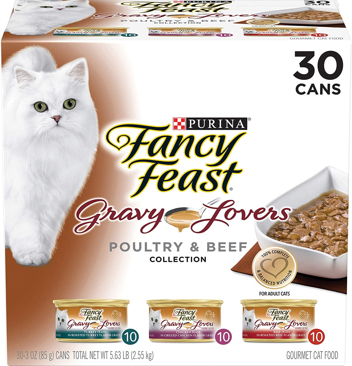 Gravy Lovers Poultry and Beef Gourmet Wet Cat Food Variety Pack - (30) 3 Oz. Cans