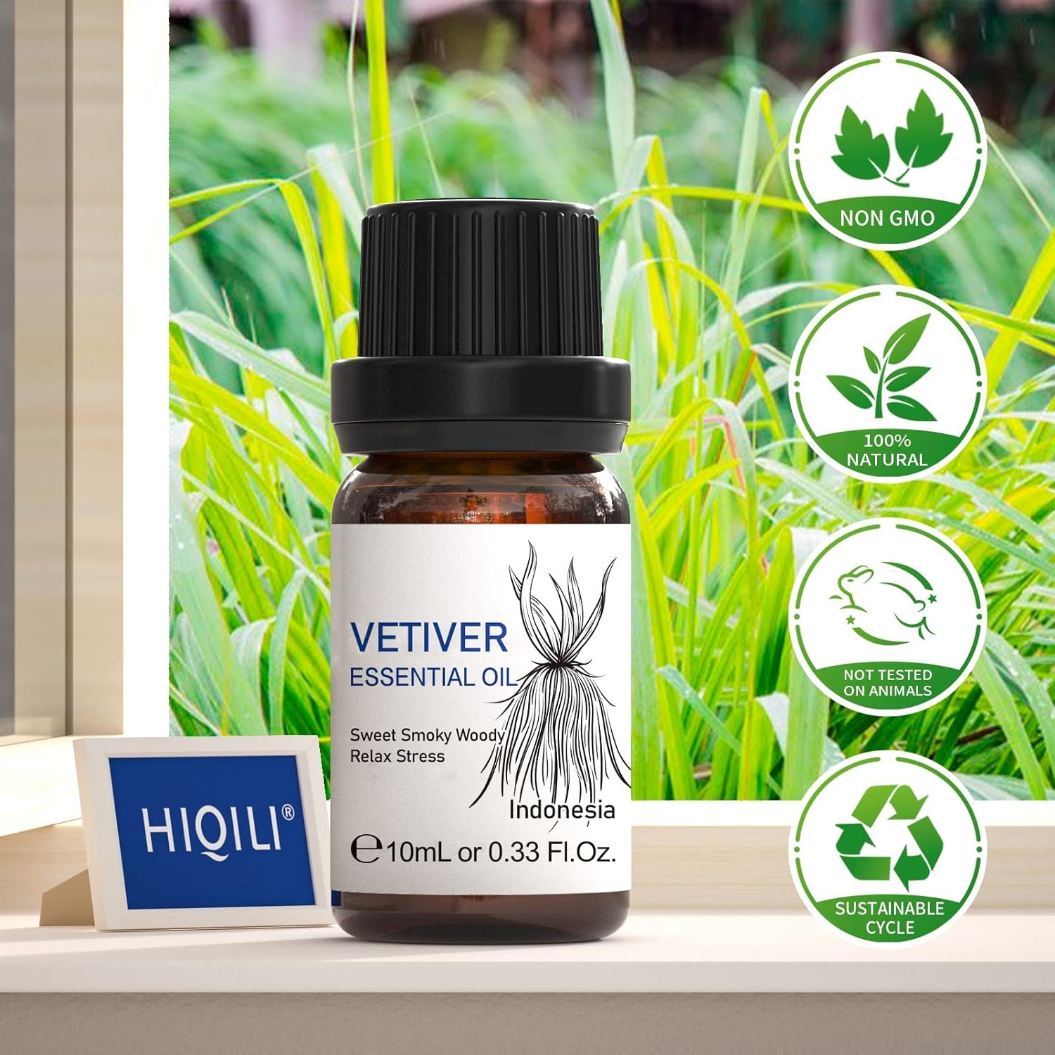 Vetiver Essential Oil,100% Pure Natural for Diffuser,Massage,Skin Care- 10Ml