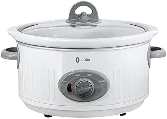 Slow Cooker 3.5 Quart Usc-351-Og,Dishwasher Safe Crock/Ceramic Inner Pot and Glass Lid,Small Slow Cooker,Oval Shape,White