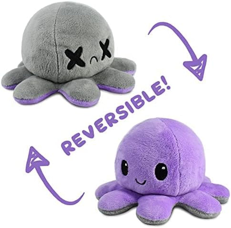 - the Original Reversible Octopus Plushie - Happy Purple + Dead Gray - Cute Sensory Fidget Stuffed Animals That Show Your Mood