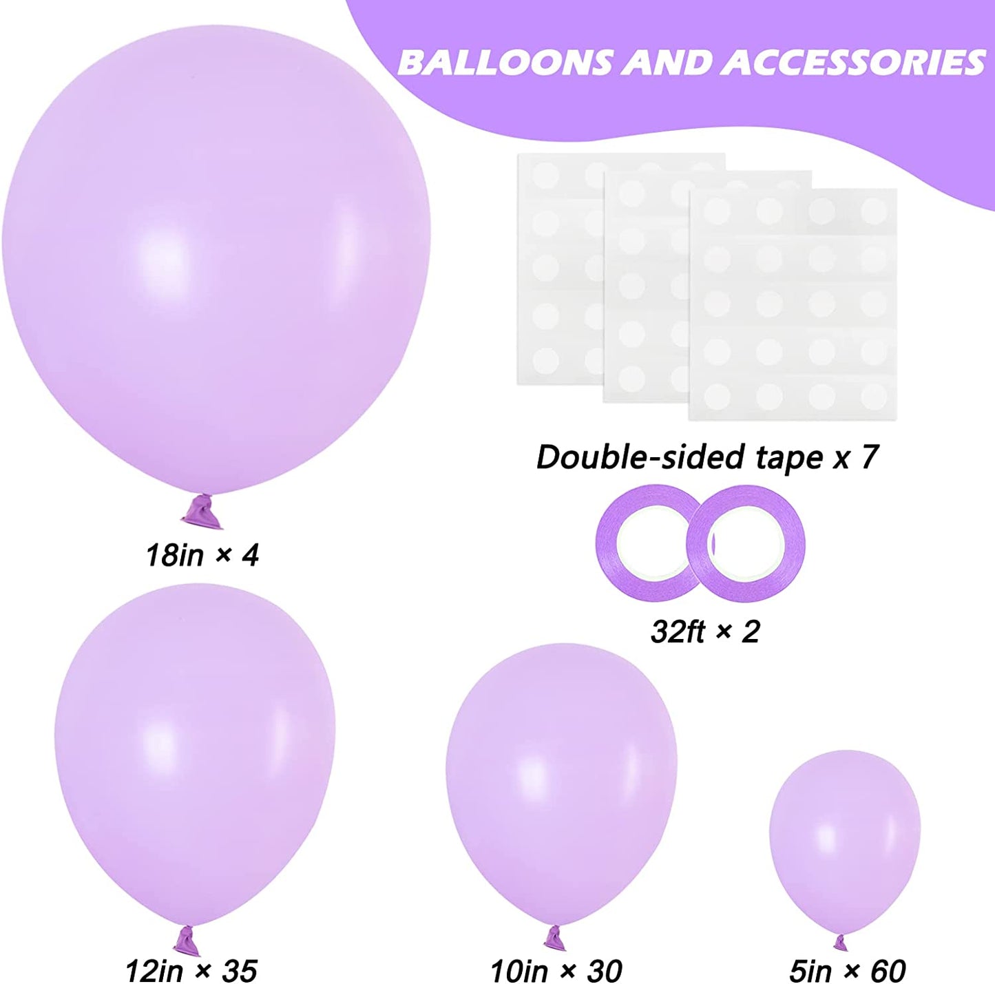 129Pcs Pastel Purple Balloons Different Sizes 18 12 10 5 Inches for Garland Arch, Light Purple Balloons for Birthday Baby Shower Gender Reveal Wedding Party Decoration