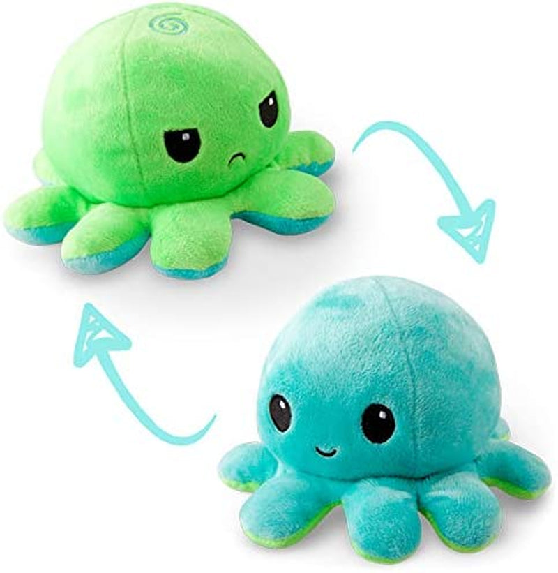 - the Original Reversible Octopus Plushie - Green + Aqua - Cute Sensory Fidget Stuffed Animals That Show Your Mood