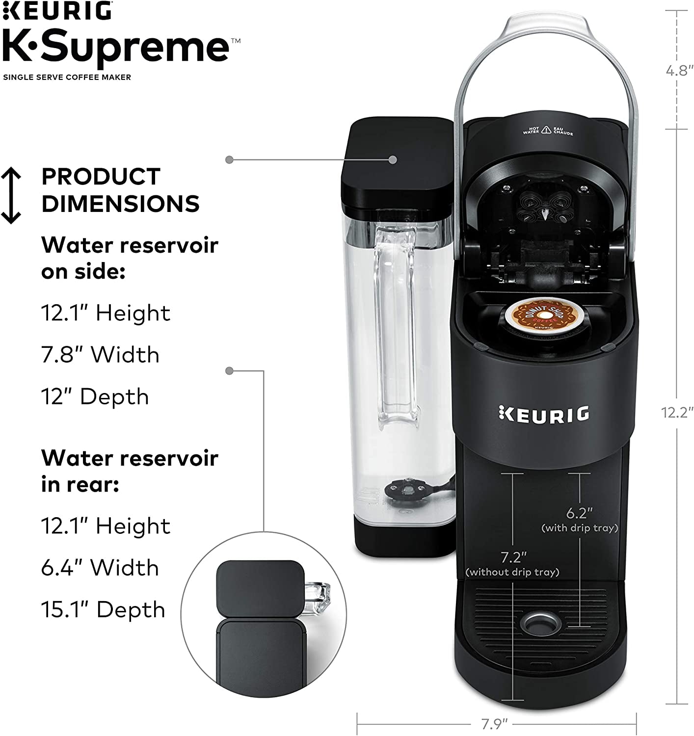 ® K-Supreme Single Serve K-Cup Pod Coffee Maker, Multistream Technology, Black