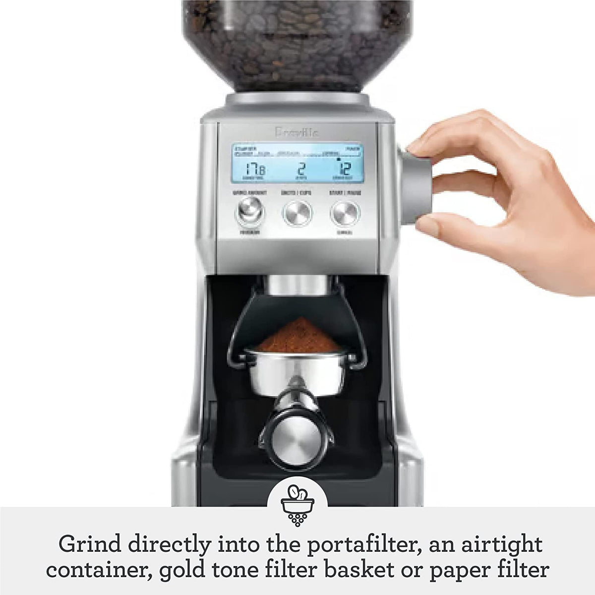 Smart Grinder Pro Coffee Bean Grinder, Brushed Stainless Steel, BCG820BSS, 2.3