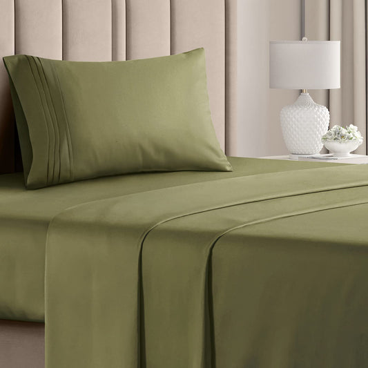 Twin Size 3 Piece Bedding Sheet Set - Breathable & Cooling Bed Sheets - Hotel Luxury Bed Sheets for Women & Men- Deep Pockets, Easy-Fit, Soft & Wrinkle Free - Home Decor - Sage Green Oeko-Tex Bed Set