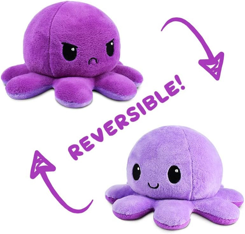 - the Original Reversible Octopus Plushie - Dark Purple + Light Purple - Cute Sensory Fidget Stuffed Animals That Show Your Mood