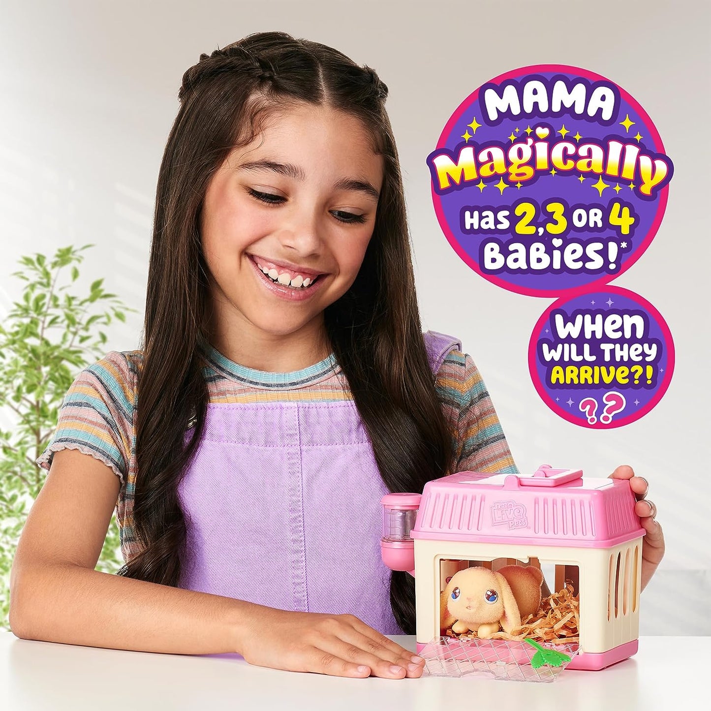 - Mama Surprise Minis. Feed and Nurture a Lil' Bunny inside Their Hutch so She Can Be a Mama. She Has 2, 3, or 4 Babies with Surprise Accessories to Dress up the Babies