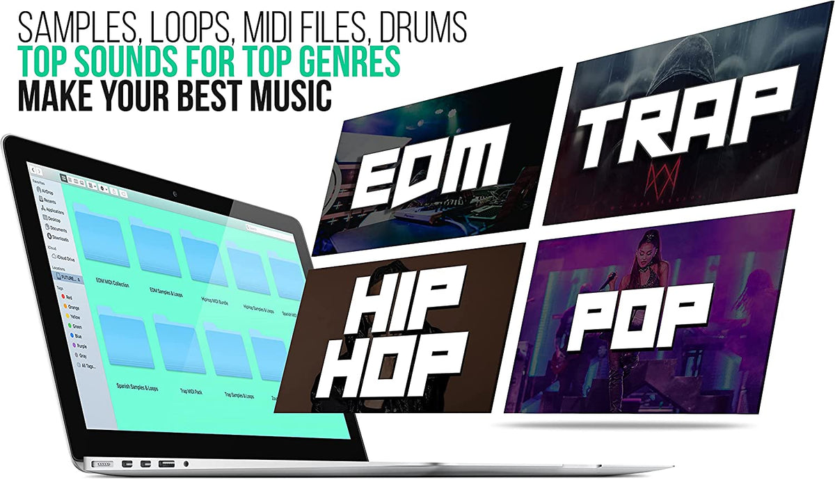 100GB Sound Pack 100,000+ Samples for MPK, Maschine, Logic, Reason, Ableton, FL Studio One | Loops, 808S, Drums, MIDI, Instruments, Effects | Hiphop, Trap, Pop, EDM Music Production USB