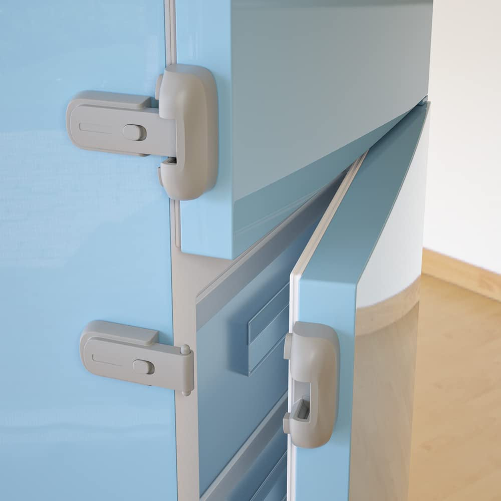 2 Pcs Baby Safety Fridge Lock, Child Proof Refrigerator Freezer Door Lock, Protect Refrigerators with Damaged Sealing Strips ( Grey )