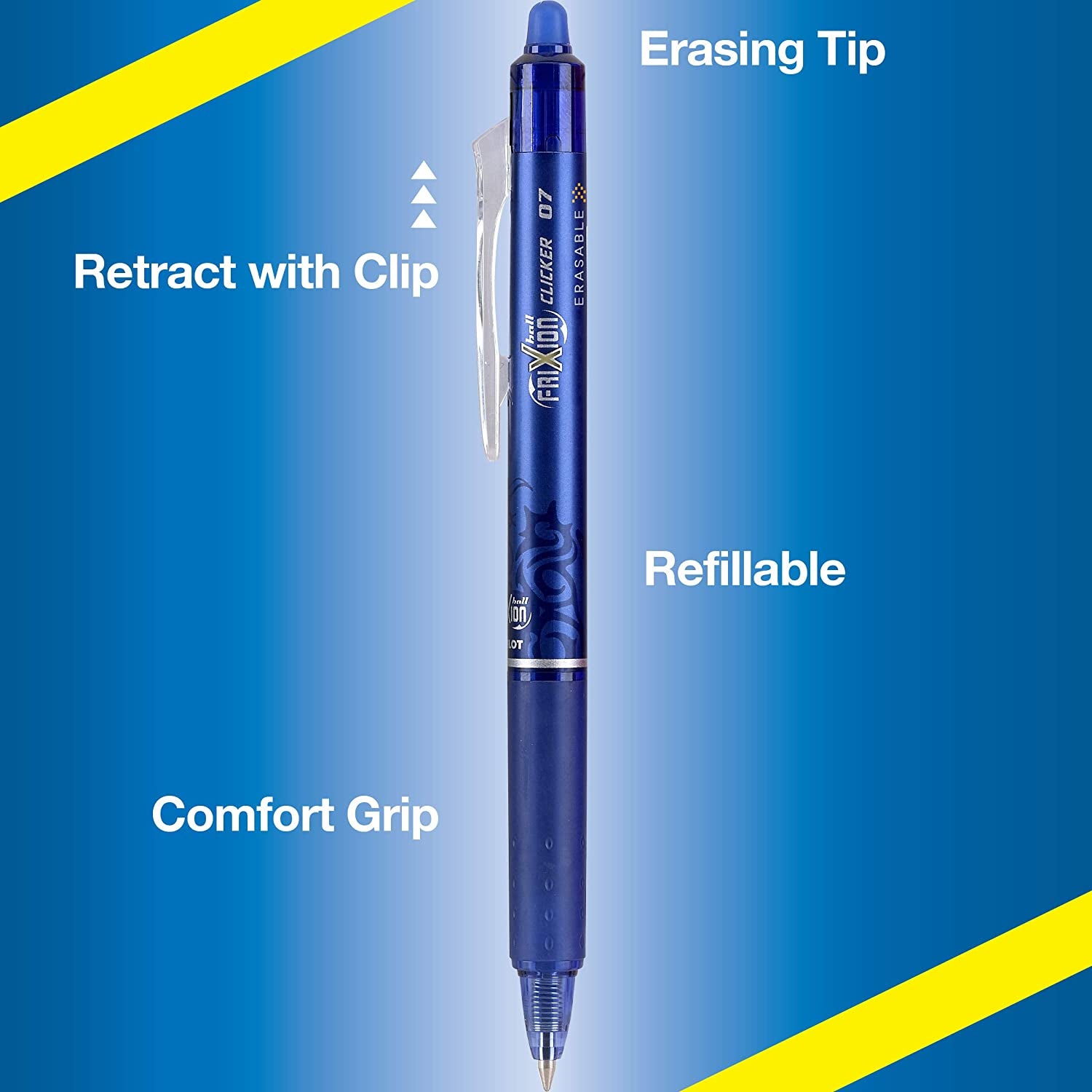, Frixion Clicker Erasable Gel Pens, Fine Point 0.7 Mm, Pack of 10, Assorted Colors