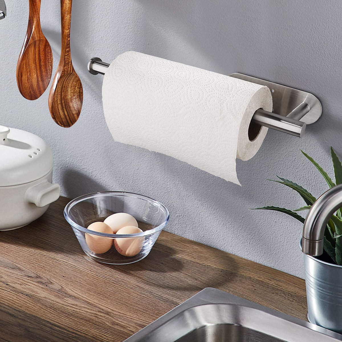 Paper Towel Holders for Kitchen,Paper Towels Bulk- Self-Adhesive under Cabinet,Both Available in Adhesive and Screws,Stainless Steel