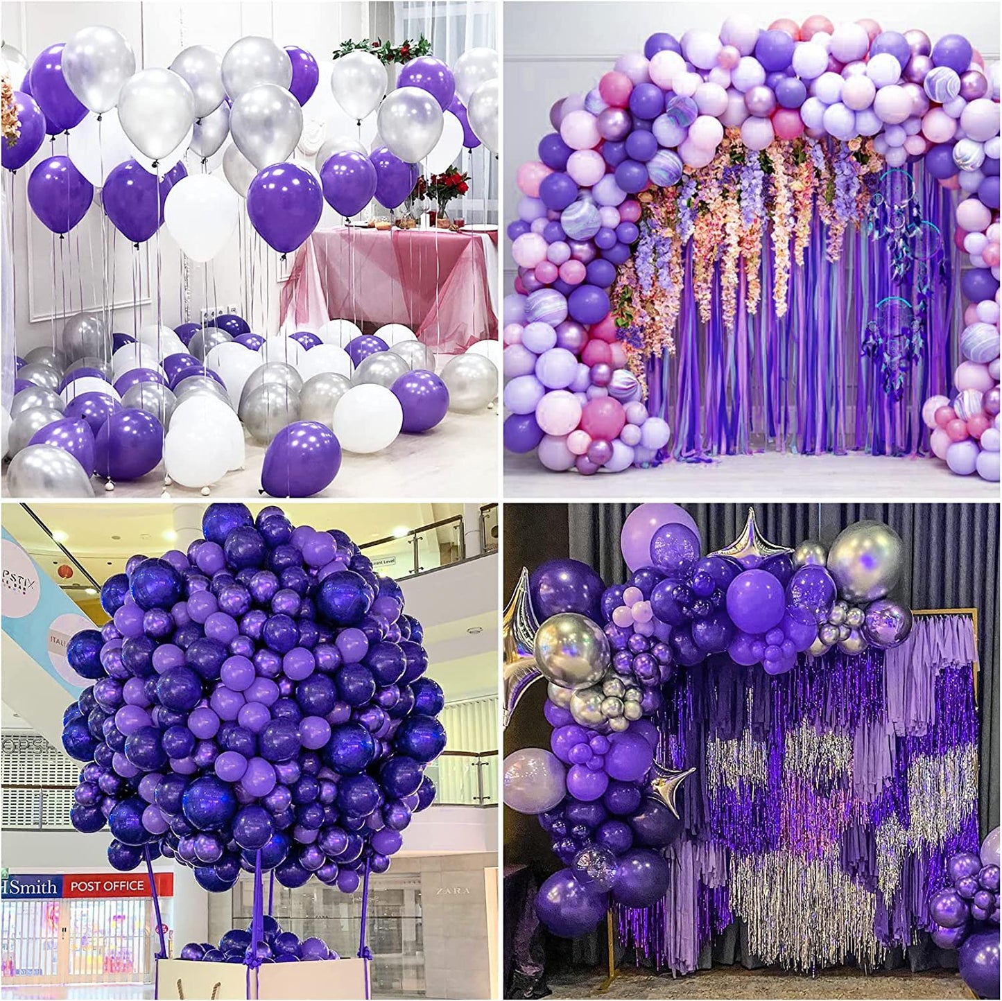 129Pcs Purple Balloons Different Sizes 18 12 10 5 Inch for Garland Arch Premium Purple Latex Balloons for Masquerade Party Decorations Birthday Anniversary Baby Shower Party Supplies
