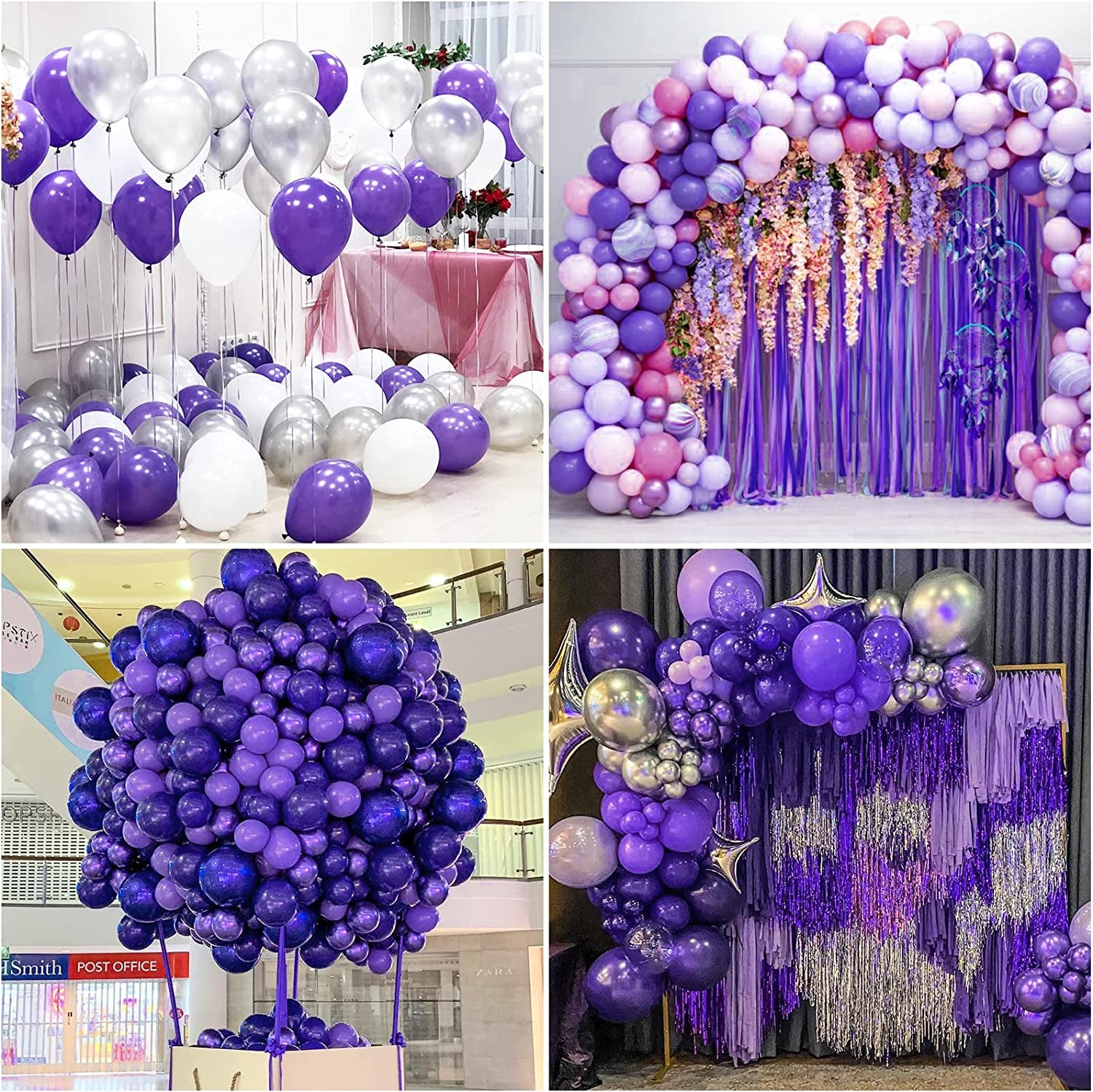 129Pcs Purple Balloons Different Sizes 18 12 10 5 Inch for Garland Arch Premium Purple Latex Balloons for Masquerade Party Decorations Birthday Anniversary Baby Shower Party Supplies