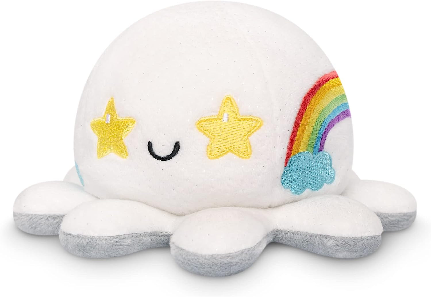 - the Original Reversible Octopus Plushie - Bored + Rainbows Starry Eyes - Cute Sensory Fidget Stuffed Animals That Show Your Mood 4X4X3