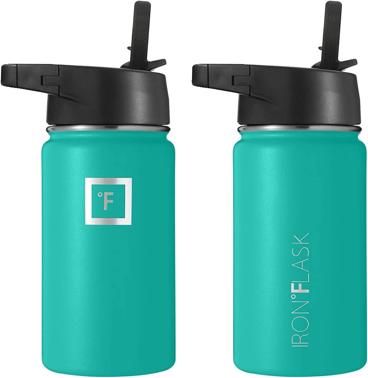 Sports Water Bottle - 14 Oz 3 Lids (Straw Lid), Leak Proof - Stainless Steel Gym & Sport Bottles for Men, Women & Kids - Double Walled, Insulated Thermos, Metal Canteen