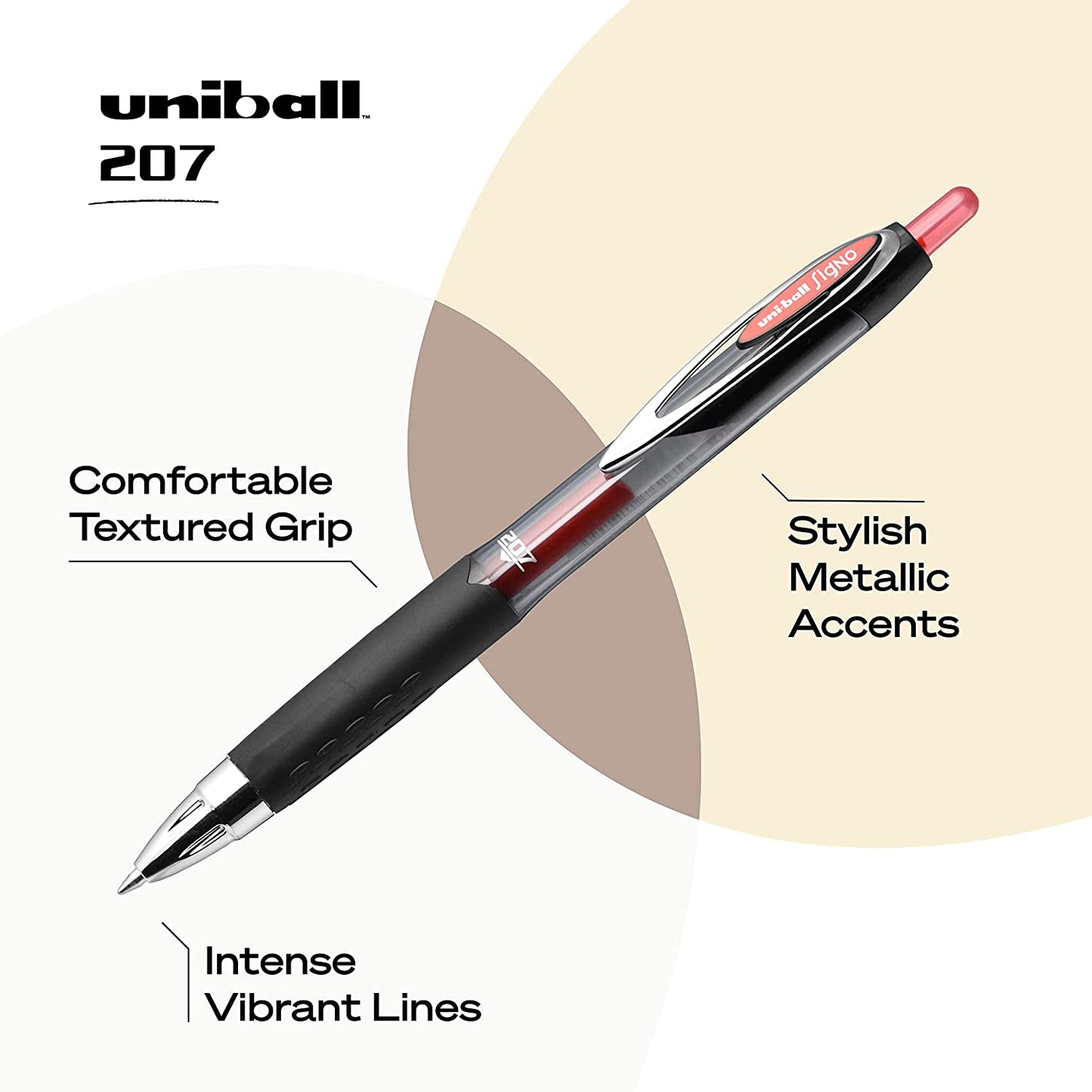 Uniball Signo 207 Gel Pen 12 Pack, 0.7Mm Medium Red Pens, Gel Ink Pens Office Supplies Sold by Uniball Are Pens, Ballpoint Pen, Colored Pens, Gel Pens, Fine Point, Smooth Writing Pens