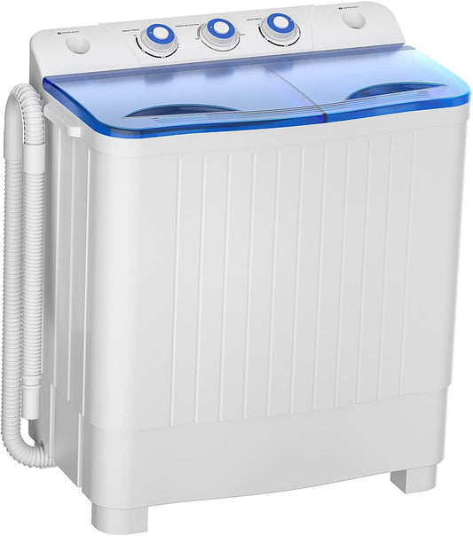 Portable Washing Machine, 20Lbs Twin Tub Washer Mini Compact Laundry Machine with Drain Pump, Semi-Automatic 12Lbs Washer 8Lbs Spinner Combo for Dorms, Apartments, Rvs