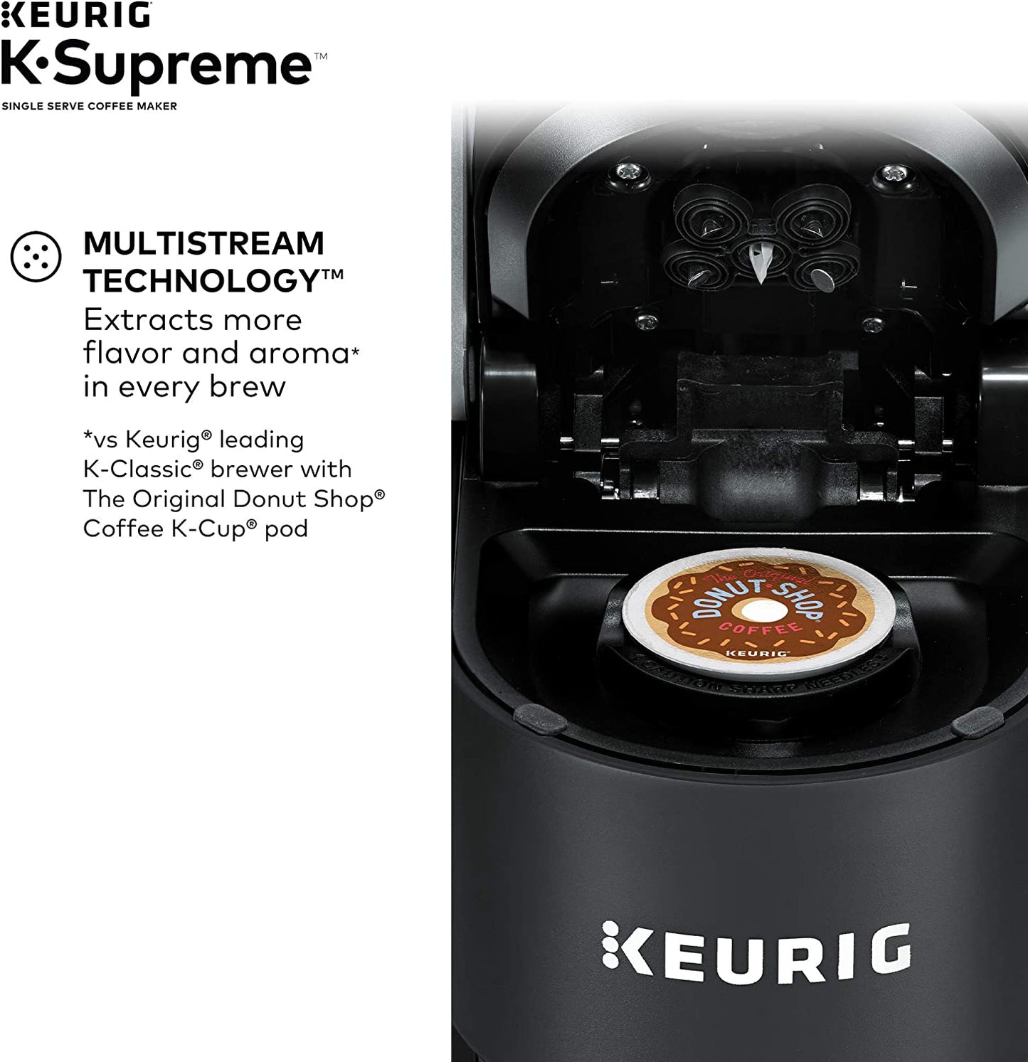 ® K-Supreme Single Serve K-Cup Pod Coffee Maker, Multistream Technology, Black