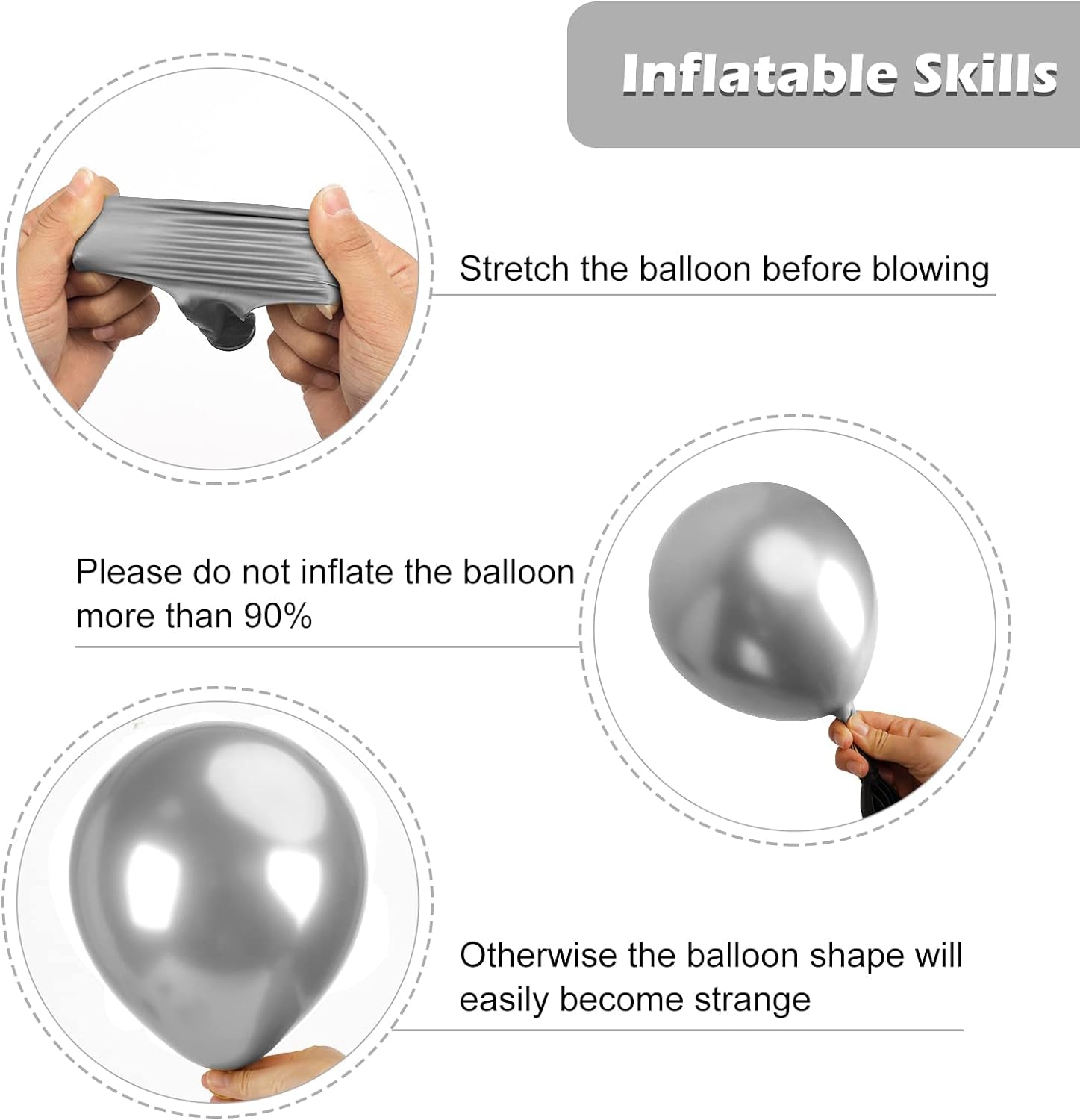 129Pcs Metallic Silver Balloons Latex Balloons Different Sizes 18 12 10 5 Inches Party Balloon Kit for Birthday Party Graduation Baby Shower Wedding Holiday Easter Decoration