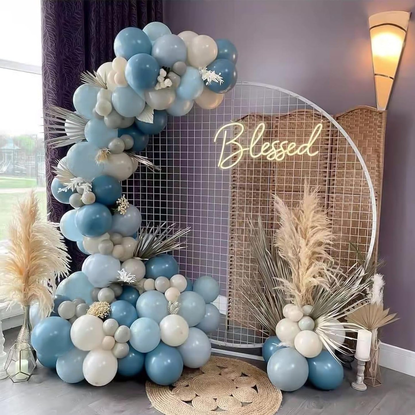 129Pcs Dusty Blue Balloons Different Sizes 18 12 10 5 Inch Latex Haze Blue Balloon Garland Arch for Party Decoration Birthday Wedding Engagements Anniversary Baby Shower Party Supplies