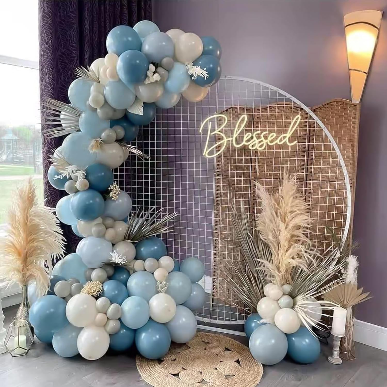129Pcs Dusty Blue Balloons Different Sizes 18 12 10 5 Inch Latex Haze Blue Balloon Garland Arch for Party Decoration Birthday Wedding Engagements Anniversary Baby Shower Party Supplies
