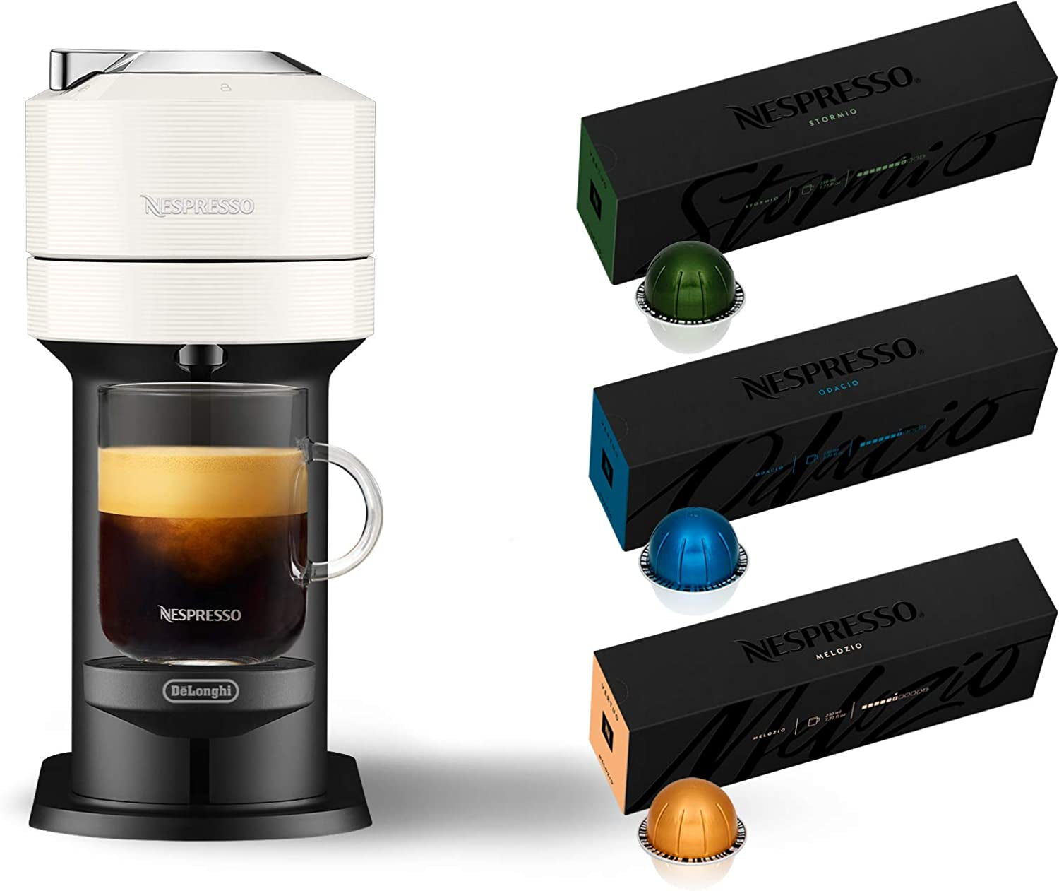 Vertuo Next Coffee and Espresso Machine by De'Longhi, White, Compact, One Touch to Brew, Single-Serve Coffee Maker and Espresso Machine