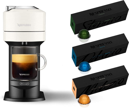 Vertuo Next Coffee and Espresso Machine by De'Longhi, White, Compact, One Touch to Brew, Single-Serve Coffee Maker and Espresso Machine