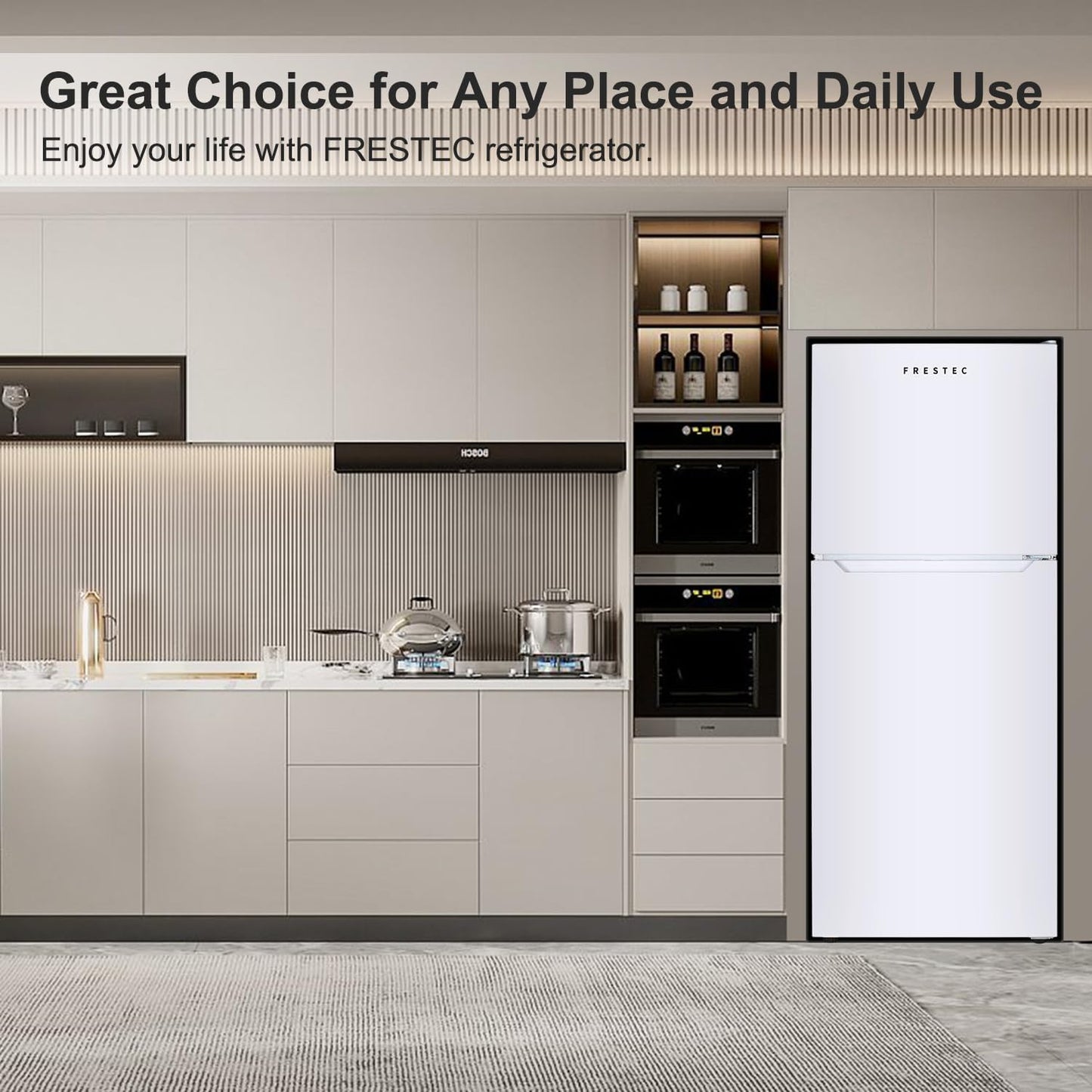 14.6 CU' Refrigerator with Freezer, Apartment Size Refrigerator Top Freezer, 2 Door Fridge with Adjustable Thermostat Control, Freestanding, Door Swing, White (FR 1462 WH)