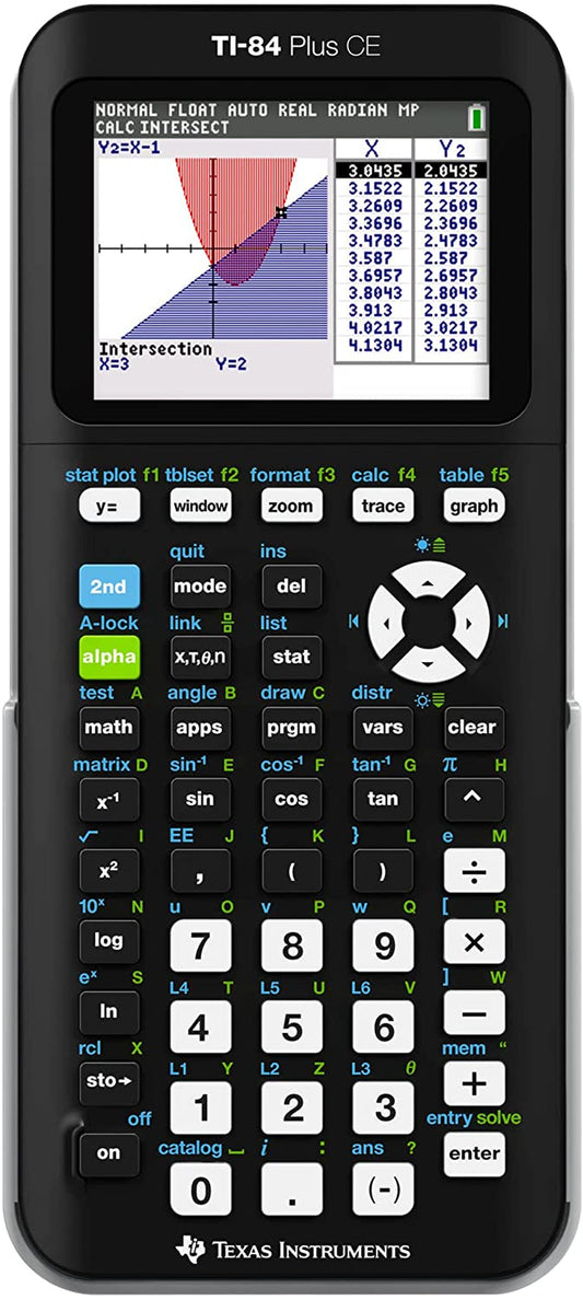 TI-84 plus CE Color Graphing Calculator, Black 7.5 Inch