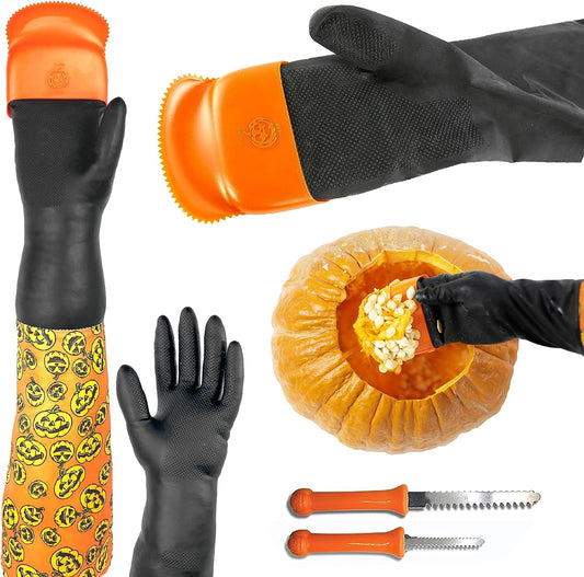 Pumpkin Scraper Glove – as Seen on Shark Tank - Mess Free and Fun Pumpkin Carving Kit – Carve and Clean Jack-O-Lantern Guts with Ease and Zero Mess on Your Hands!