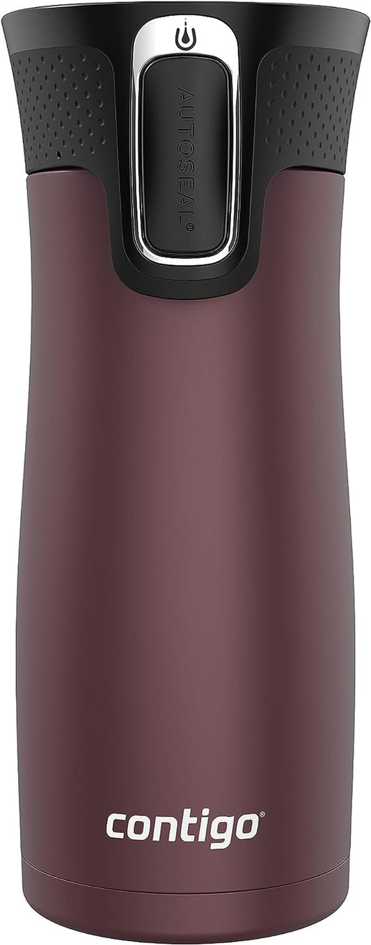 West Loop Stainless Steel Vacuum-Insulated Travel Mug with Spill-Proof Lid, Keeps Drinks Hot up to 5 Hours and Cold up to 12 Hours, 16Oz Chocolate Truffle Metallic