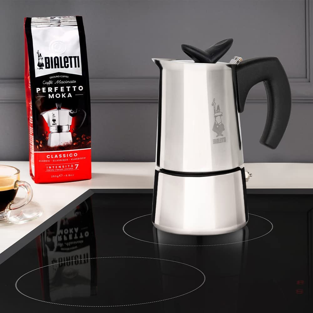 "  - Musa Induction, Stainless Steel Stovetop Espresso Coffee Maker, Suitable for All Types of Hobs, 10-Cup (15.5 Oz), Silver"