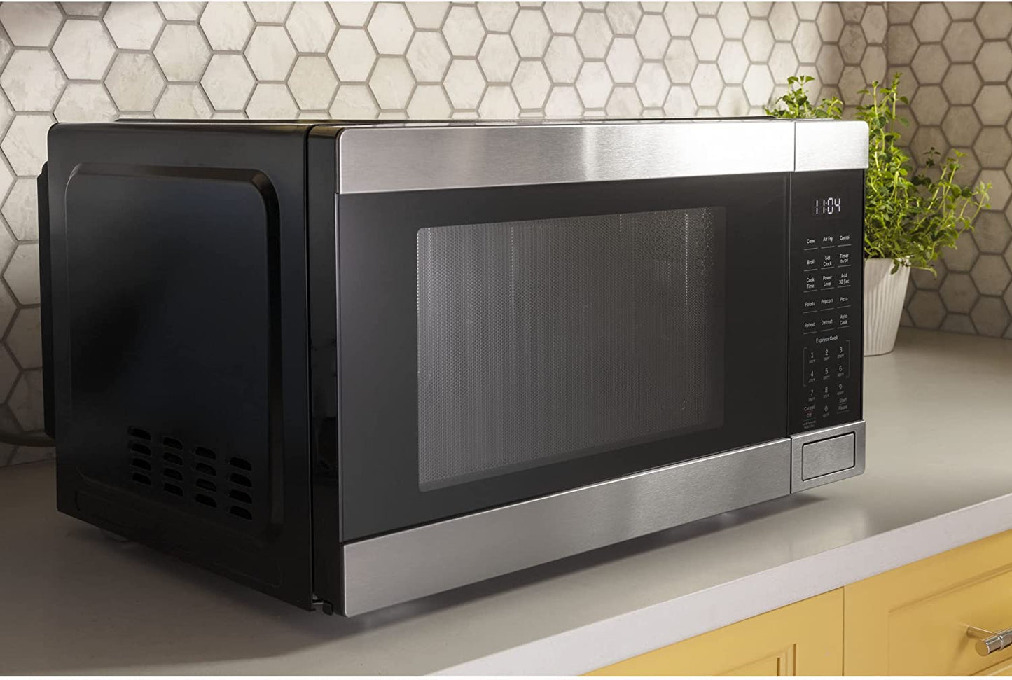 3-In-1 Countertop Microwave Oven | Complete with Air Fryer, Broiler & Convection Mode | 1.0 Cubic Feet Capacity, 1,050 Watts | Kitchen Essentials for the Countertop or Dorm Room | Stainless Steel