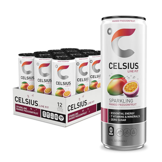 Sparkling Mango Passionfruit, Functional Essential Energy Drink 12 Fl Oz (Pack of 12)