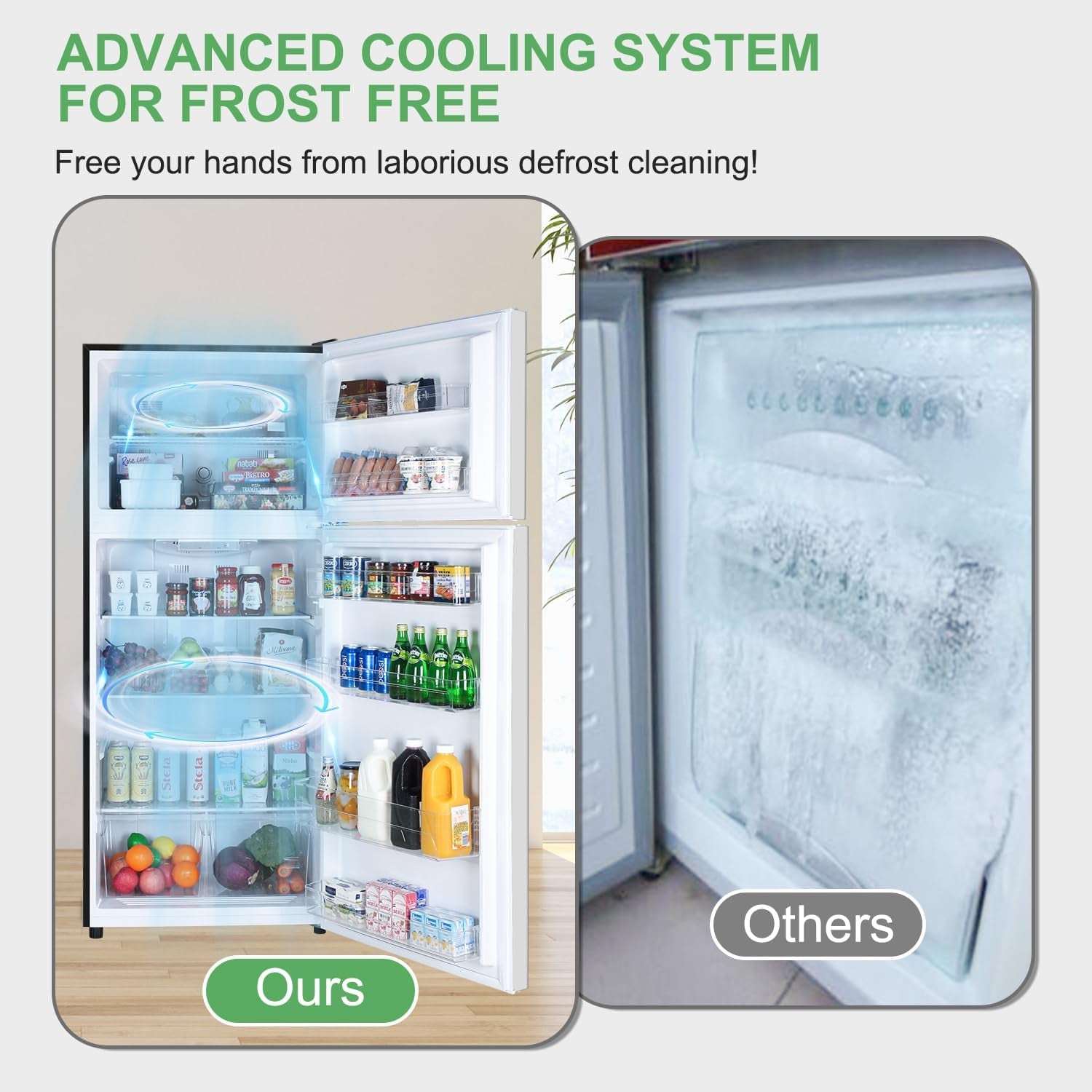 14.6 CU' Refrigerator with Freezer, Apartment Size Refrigerator Top Freezer, 2 Door Fridge with Adjustable Thermostat Control, Freestanding, Door Swing, Stainless Steel (FR 1462 SL)