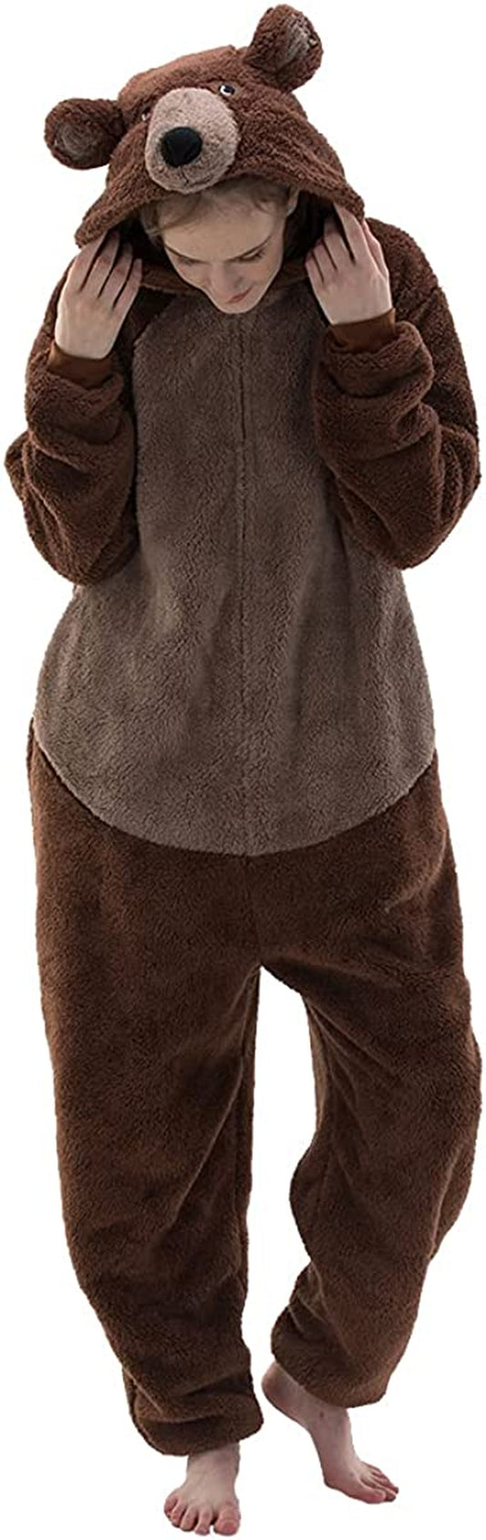 Snug Fit Unisex Adult Onesie Pajamas, Flannel Cosplay Animal One Piece Halloween Costume Sleepwear Homewear