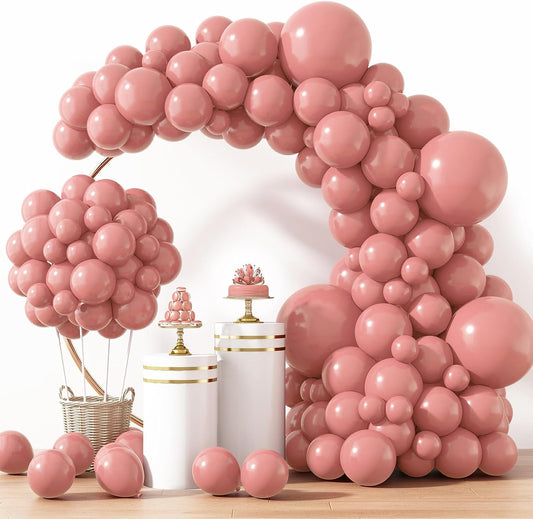 129Pcs Retro Pink Balloons Latex Balloons Different Sizes 18 12 10 5 Inch Party Balloon Kit for Valentine'S Day Birthday Baby Shower Wedding Princess Theme Party Decoration