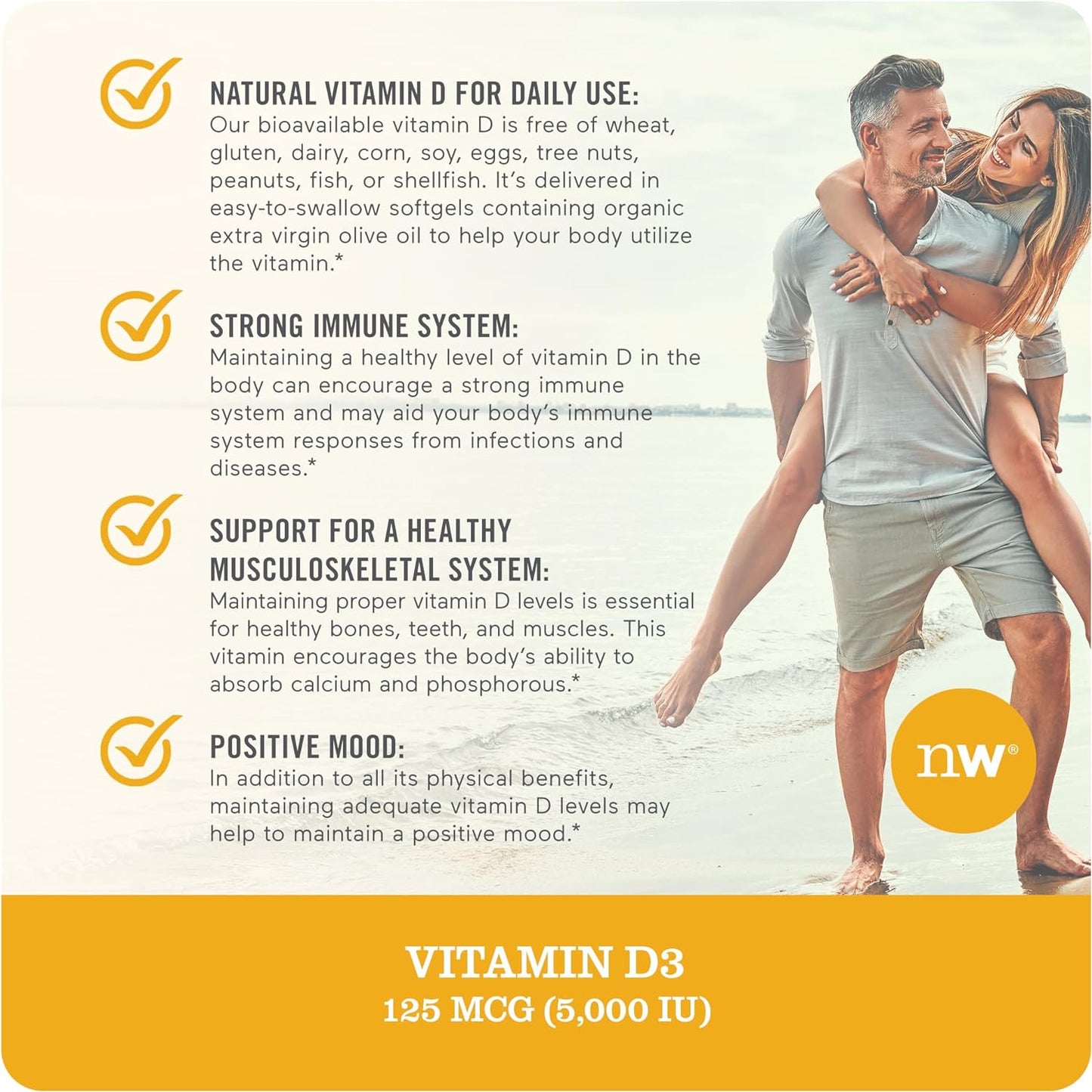 Vitamin D3 5000Iu (125 Mcg) Healthy Muscle Function, and Immune Support, Non-Gmo, Gluten Free in Cold-Pressed Olive Oil, Packaging Vary (Mini Softgel), 30 Count