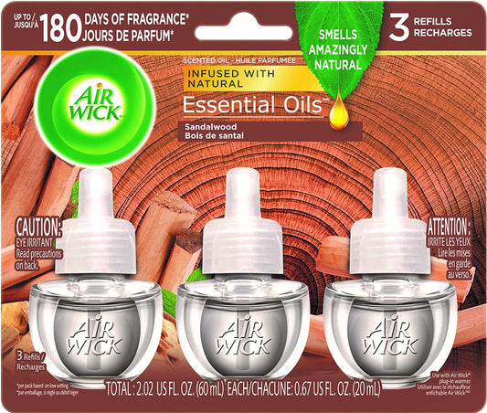 Plug in Scented Oil, Woodland Mystique, Fall Scent, Fall Spray, (3X0.67Oz), Essential Oils, Air Freshener, Packaging May Vary, 3 Count
