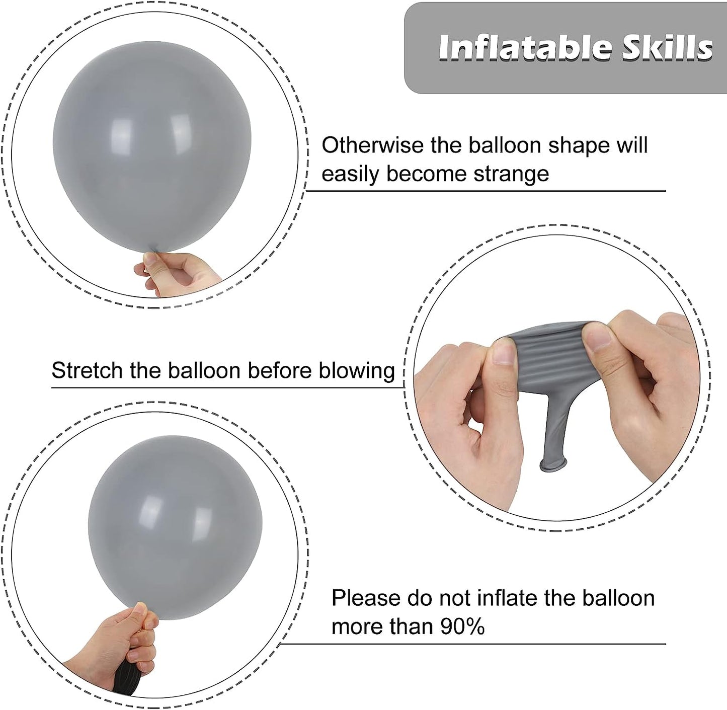 129Pcs Gray Balloons Latex Balloons Different Sizes 18 12 10 5 Inches Matte Gray Party Balloon Kit for Birthday Party Graduation Baby Shower Wedding Holiday Balloon Decoration