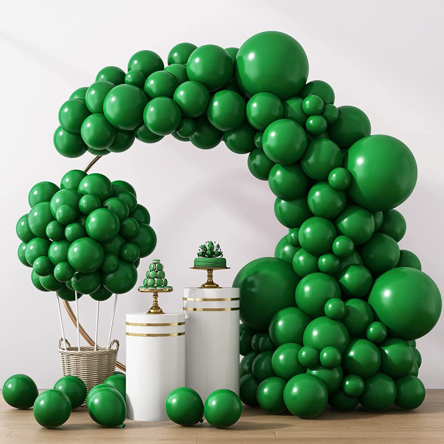 129Pcs Dark Green Balloons Different Sizes 18 12 10 5 Inches Green Latex Balloon Garland Arch for Masquerade Party Decorations Birthday Baby Shower Wedding Party Supplies